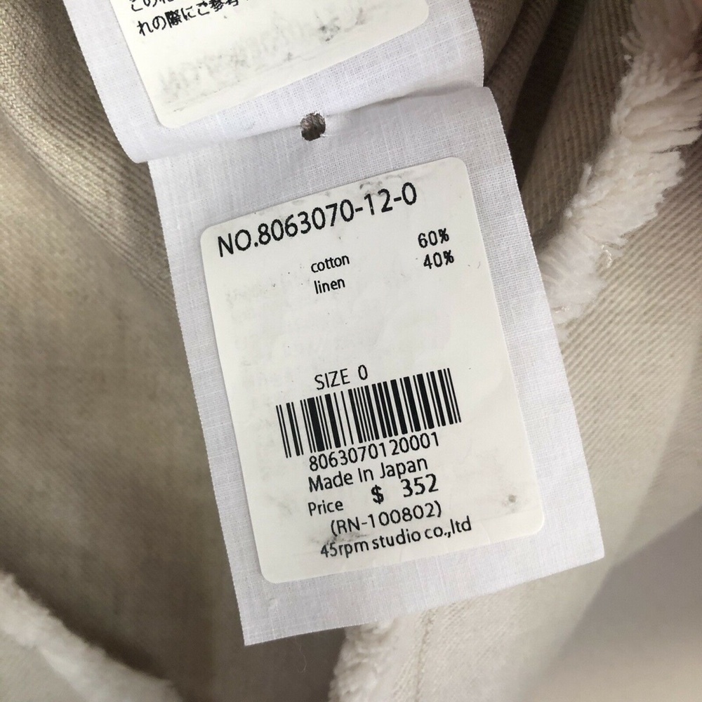 45R by 45RPM Japanese Cotton Linen Denim Frayed Hem Oversized Top in Beige - Picture 11 of 12